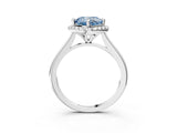 White gold Fancy Blue Cushion Cut Halo Round Diamond Solitaire Engagement Ring with Pave Band and Four-Prong Setting_27