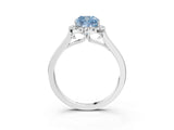 White gold Fancy Blue Cushion Cut Halo Round Diamond Solitaire Ring with Pavé Band and Four-Prong Setting_15