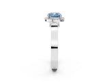 White gold Fancy Blue Cushion Cut Halo Round Diamond Twist Band with Four-Prong Setting_26