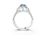 White gold Fancy Blue Cushion Cut Halo Round Diamond Twist Band with Four-Prong Setting_27