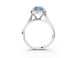 White gold Fancy Blue Cushion  Cut Halo Solitaire Engagement Ring with Square Band and Four-Prong Setting_135