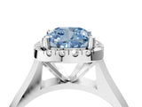 White gold Fancy Blue Cushion  Cut Halo Solitaire Engagement Ring with Square Band and Four-Prong Setting_16
