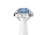 White gold Fancy Blue Cushion  Cut Halo Solitaire Engagement Ring with Square Band and Four-Prong Setting_17