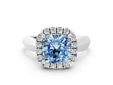 White gold Fancy Blue Cushion  Cut Halo Solitaire Engagement Ring with Square Band and Four-Prong Setting_90