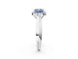 White gold Fancy Blue Cushion  Cut Halo Solitaire Engagement Ring with Square Band and Four-Prong Setting_92