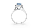 White gold Fancy Blue Cushion  Cut Halo Solitaire Engagement Ring with Square Band and Four-Prong Setting_93