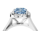 White gold Fancy Blue Cushion  Cut Halo Solitaire Engagement Ring with Square Band and Four-Prong Setting_94
