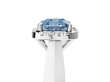 White gold Fancy Blue Cushion  Cut Halo Solitaire Engagement Ring with Square Band and Four-Prong Setting_95