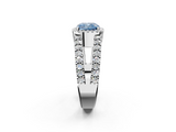 White gold Fancy Blue Cushion  Cut Halo Split Shank Diamond Ring with Four-Prong Setting_47