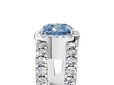 White gold Fancy Blue Cushion  Cut Halo Split Shank Diamond Ring with Four-Prong Setting_51