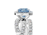 White gold Fancy Blue Cushion  Cut Halo Split Shank Prong Setting Ring_17
