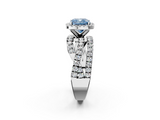 White gold Fancy Blue Cushion  Cut Halo Split Shank Prong Setting Ring_63