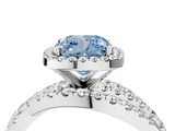 White gold Fancy Blue Cushion  Cut Halo Split Shank Prong Setting Ring_65