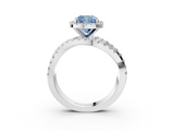 White gold Fancy Blue Cushion  Cut Halo Split Shank Prong Setting Ring_65