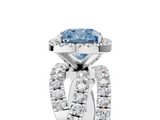 White gold Fancy Blue Cushion  Cut Halo Split Shank Prong Setting Ring_66