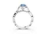 White gold Fancy Blue Cushion Cut Halo Twist Band with Four-Prong Setting_3