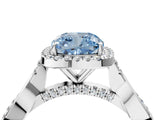 White gold Fancy Blue Cushion Cut Halo Twist Band with Four-Prong Setting_4