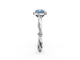 White gold Fancy Blue Cushion  Cut Halo Twisted Band Four-Prong Ring_22