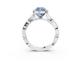 White gold Fancy Blue Cushion  Cut Halo Twisted Band Four-Prong Ring_23