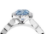 White gold Fancy Blue Cushion  Cut Halo Twisted Band Four-Prong Ring_24
