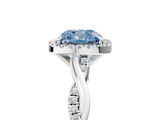 White gold Fancy Blue Cushion  Cut Halo Twisted Band Four-Prong Ring_25