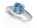 White gold Fancy Blue Cushion  Cut Milgrain Channel Set Engagement Ring with Solitaire Prong Setting_70