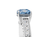 White gold Fancy Blue Cushion  Cut Milgrain Channel Set Engagement Ring with Solitaire Prong Setting_74
