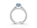 White gold Fancy Blue Cushion  Cut Milgrain Channel Set Engagement Ring with Solitaire Prong Setting_76