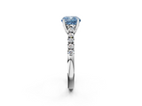 White gold Fancy Blue Cushion  Cut Pavé Band Solitaire Ring with Four-Prong Setting_22