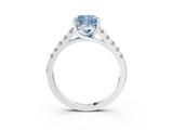White gold Fancy Blue Cushion  Cut Pavé Band Solitaire Ring with Four-Prong Setting_23