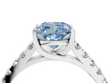 White gold Fancy Blue Cushion  Cut Pavé Band Solitaire Ring with Four-Prong Setting_25