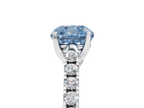 White gold Fancy Blue Cushion  Cut Pavé Band Solitaire Ring with Four-Prong Setting_27