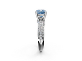 White gold Fancy Blue Cushion  Cut Pave Diamond Engagement Ring with Channel Set Band and Four-Prong Setting_22