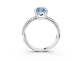 White gold Fancy Blue Cushion  Cut Pave Diamond Engagement Ring with Channel Set Band and Four-Prong Setting_23