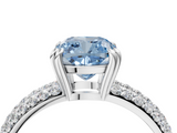 White gold Fancy Blue Cushion  Cut Pave Diamond Engagement Ring with Channel Set Band and Four-Prong Setting_24