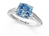 White gold Fancy Blue Cushion Cut Solitaire Cathedral Diamond Engagement Ring with Channel-Set Band and Four-Prong Setting_16