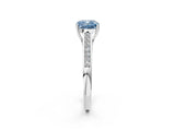 White gold Fancy Blue Cushion Cut Solitaire Cathedral Diamond Engagement Ring with Channel-Set Band and Four-Prong Setting_17