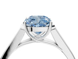 White gold Fancy Blue Cushion Cut Solitaire Cathedral Diamond Engagement Ring with Channel-Set Band and Four-Prong Setting_19