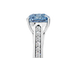 White gold Fancy Blue Cushion Cut Solitaire Cathedral Diamond Engagement Ring with Channel-Set Band and Four-Prong Setting_20