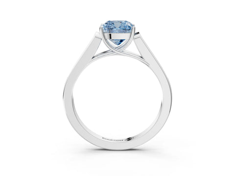 White gold Fancy Blue Cushion Cut Solitaire Cathedral Diamond Engagement Ring with Channel-Set Band and Four-Prong Setting_6