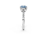 White gold Fancy Blue Cushion Cut Solitaire Diamond Engagement Ring with Pavé Band and Six-Prong Setting_14