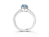 White gold Fancy Blue Cushion Cut Solitaire Diamond Engagement Ring with Pavé Band and Six-Prong Setting_15