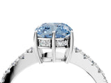 White gold Fancy Blue Cushion Cut Solitaire Diamond Engagement Ring with Pavé Band and Six-Prong Setting_16