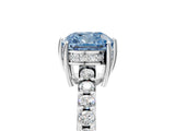 White gold Fancy Blue Cushion Cut Solitaire Diamond Engagement Ring with Pavé Band and Six-Prong Setting_17