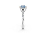 White gold Fancy Blue Cushion Cut Solitaire Diamond Engagement Ring with Pavé Band and Six-Prong Setting_26