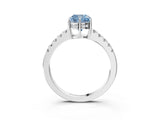 White gold Fancy Blue Cushion Cut Solitaire Diamond Engagement Ring with Pavé Band and Six-Prong Setting_27