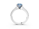 White gold Fancy Blue Cushion  Cut Solitaire Diamond Engagement Ring with Pave Band and Four-Prong Setting_162