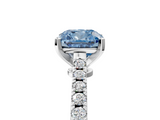 White gold Fancy Blue Cushion  Cut Solitaire Diamond Engagement Ring with Pave Band and Four-Prong Setting_165