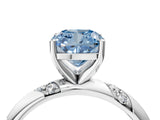 White gold Fancy Blue Cushion Cut Solitaire Diamond Engagement Ring with Twisted Pave Band and Four-Prong Setting_23