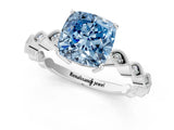 White gold Fancy Blue Cushion Cut Solitaire Diamond Ring with Infinity Twist Band and Four-Prong Setting_13